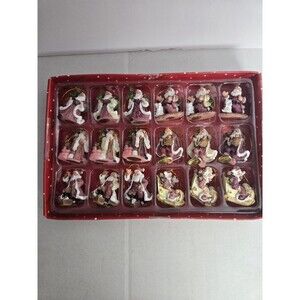 DILLARD'S TRIMMINGS Mini Santa Ornaments Assorted Vintage 1998 Set of 18